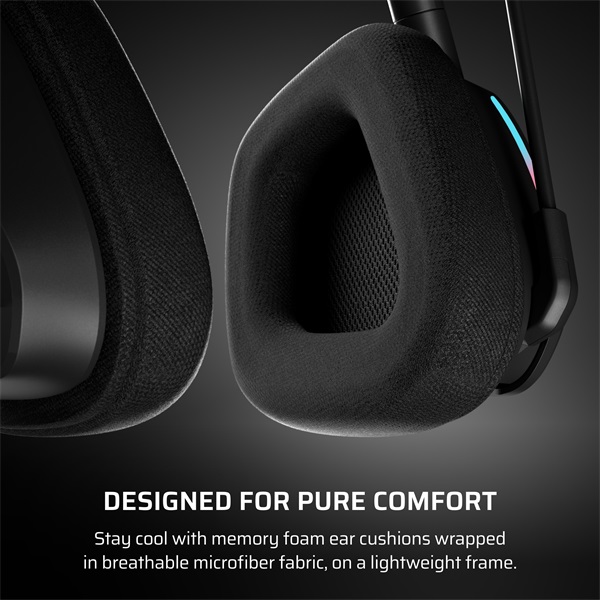 CORSAIR Vezeték Nélküli Headset, VOID v2 Wireless Gaming Headset, Dolby Atmos, carbon - Image 5
