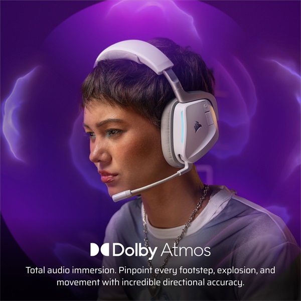 CORSAIR Vezeték Nélküli Headset, VOID v2 Wireless Gaming Headset, Dolby Atmos, fehér - Image 3