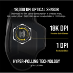CORSAIR Vezetékes/Vezeték Nélküli Egér Gaming, DARK CORE RGB PRO, 8 programozható gomb, RGB, 18000dpi, fekete - Image 3