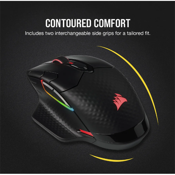 CORSAIR Vezetékes/Vezeték Nélküli Egér Gaming, DARK CORE RGB PRO, 8 programozható gomb, RGB, 18000dpi, fekete - Image 5