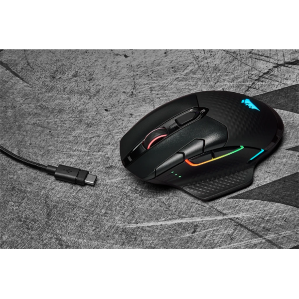 CORSAIR Vezetékes/Vezeték Nélküli Egér Gaming, DARK CORE RGB PRO, 8 programozható gomb, RGB, 18000dpi, fekete - Image 12