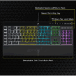 CORSAIR Vezetékes Billentyűzet Gaming, K55 RGB PRO, 6 programozható billentyű, Cseppálló, Csuklótámasz, US, fekete - Image 6