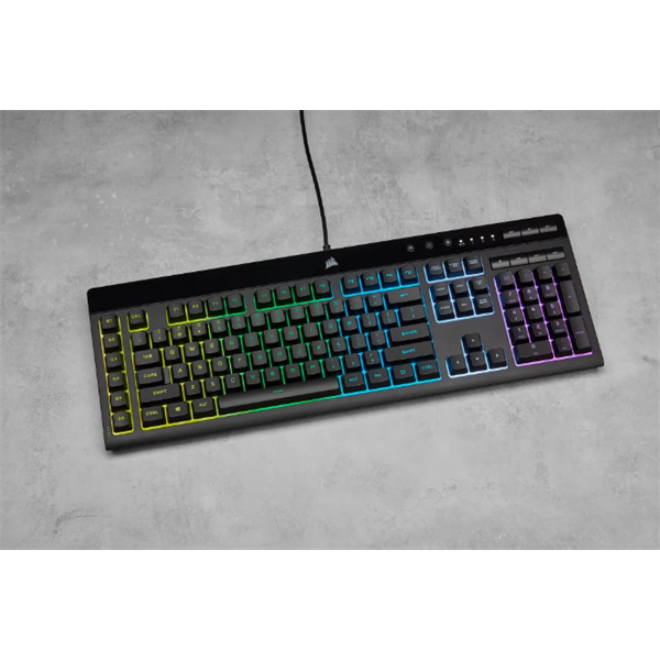 CORSAIR Vezetékes Billentyűzet Gaming, K55 RGB PRO, 6 programozható billentyű, Cseppálló, Csuklótámasz, US, fekete - Image 9
