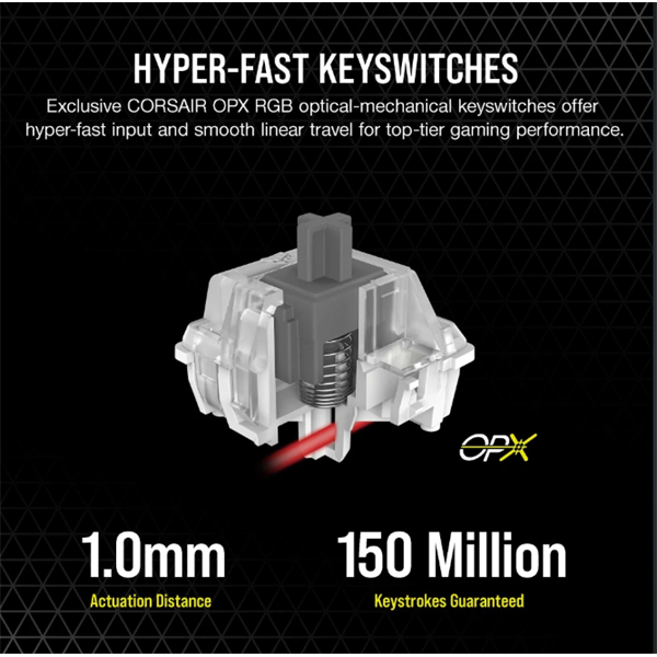 CORSAIR Vezetékes Billentyűzet Gaming, K60 PRO TKL RGB, Optical-Mechanical, Alumínium keret, US, fekete - Image 3