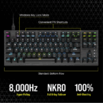 CORSAIR Vezetékes Billentyűzet Gaming, K60 PRO TKL RGB, Optical-Mechanical, Alumínium keret, US, fekete - Image 7