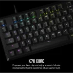 CORSAIR Vezetékes Billentyűzet Gaming, K70 CORE RGB, Mechanikus, MLX Red switch, 104 gombos, US, fekete - Image 2