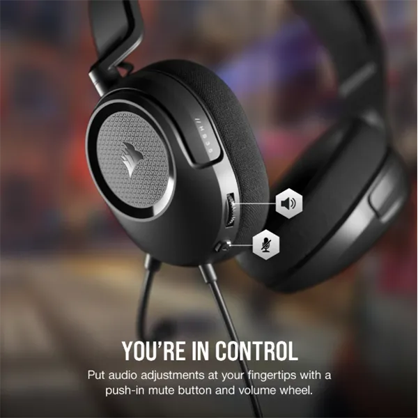 CORSAIR Vezetékes Headset, HS35 SURROUND v2 Gaming, Multiplatform, fekete - Image 8