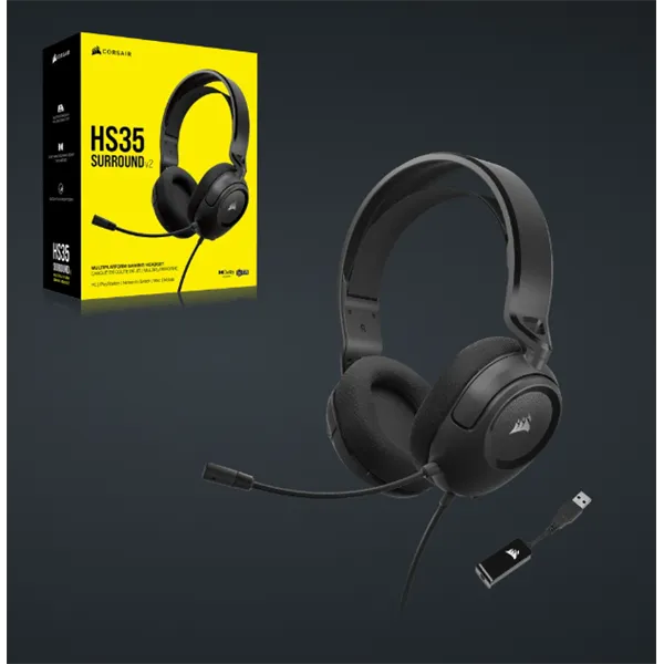 CORSAIR Vezetékes Headset, HS35 SURROUND v2 Gaming, Multiplatform, fekete - Image 10