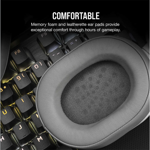 CORSAIR Vezetékes Headset, HS55 Gaming, Ultrakönnyű, Jack dugós, fehér - Image 5