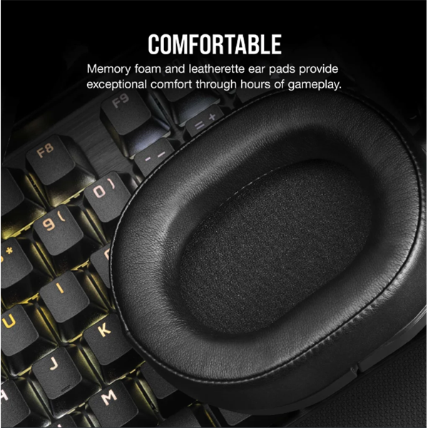 CORSAIR Vezetékes Headset, HS55 Gaming, Ultrakönnyű, Jack dugós, fekete - Image 5