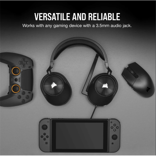 CORSAIR Vezetékes Headset, HS55 Gaming, Ultrakönnyű, Jack dugós, fekete - Image 6