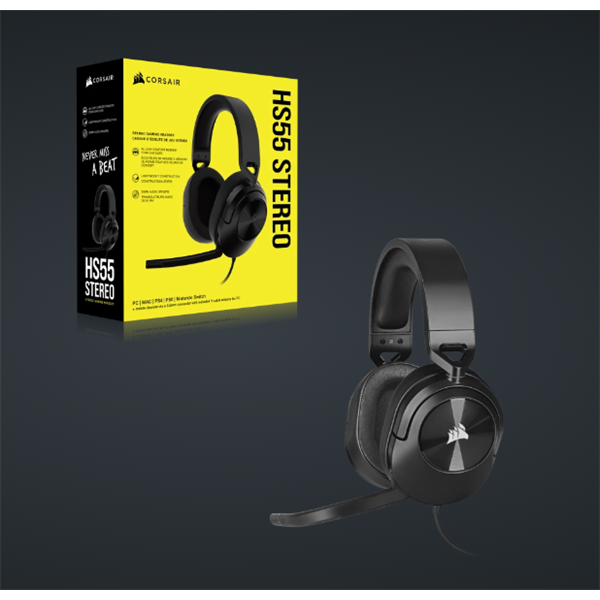 CORSAIR Vezetékes Headset, HS55 Gaming, Ultrakönnyű, Jack dugós, fekete - Image 7