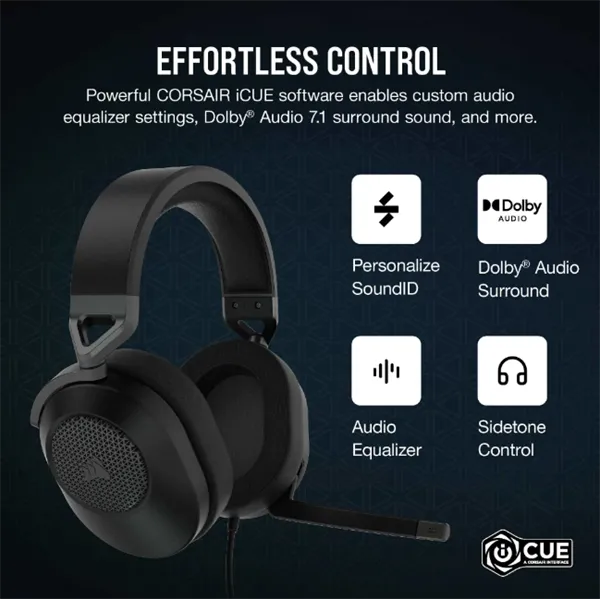 Corsair HS65 Surround fekete gamer headset - Image 7