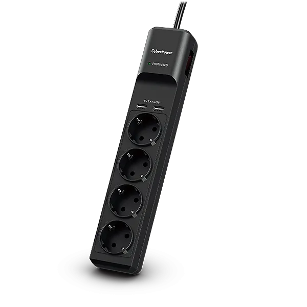 CYBERPOWER P0420SUD0-DE (4 aljzat) túlfeszültség védő elosztó és USB töltő 2 x 2.4A, 1,8m