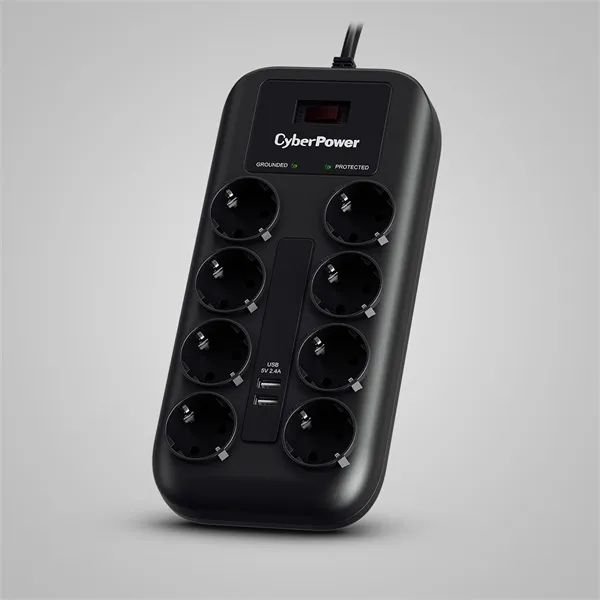 CYBERPOWER P0820SUF0-DE (8 aljzat) túlfeszültség védő elosztó és USB töltő 2 x 2.4A, 1,8m - Image 1