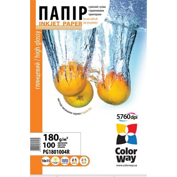 ColorWay_Fotopapir_fenyes_180g_1015_100_lap-i98347.jpg COLORWAY Fotópapír, magasfényű (high glossy), 180 g/m2, 10x15, 100 lap - Image 1