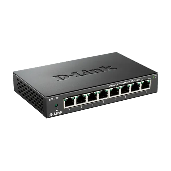 D-LINK Switch 8x100Mbps Fémházas Asztali, DES-108/E