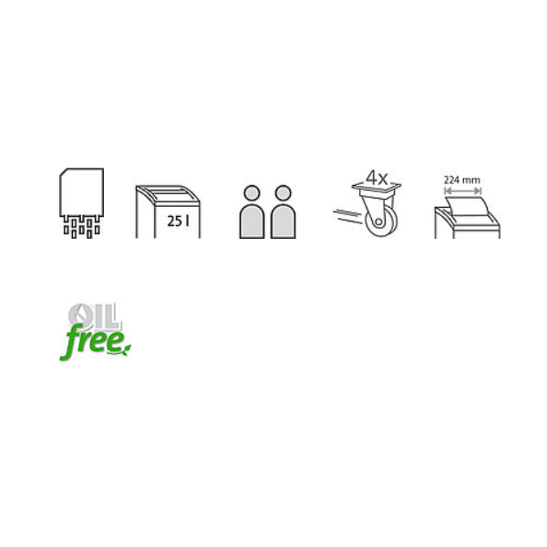 DAHLE Iratmegsemmisítő PaperSAFE 23240, 10 lap (A4/80gr), CD/kapocs/kártya vágás, P-4/F-1/O-1/T-4/E-3, 3 m/min, 25 liter - Image 2