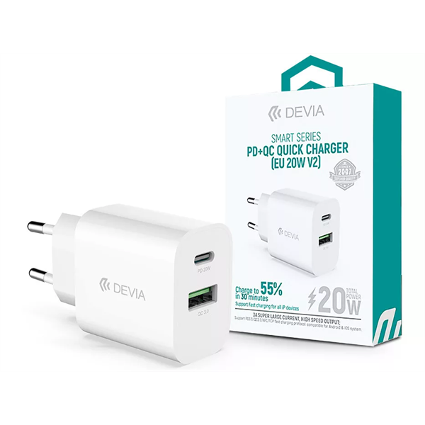 DEVIA_ST38524_HALOZATI_TOLTO_ADAPTER_TYPE-C_USB_BEMENETTEL_-_20W_-_SMART_SERIES_PD30_QC30_QUICK_CHARGER_V2_-_FEHER-i1461238.png DEVIA ST38524 HÁLÓZATI TÖLTŐ ADAPTER TYPE-C + USB BEMENETTEL - 20W - SMART SERIES PD3.0 + QC3.0 QUICK CHARGER V2 - FEHÉR - Image 1