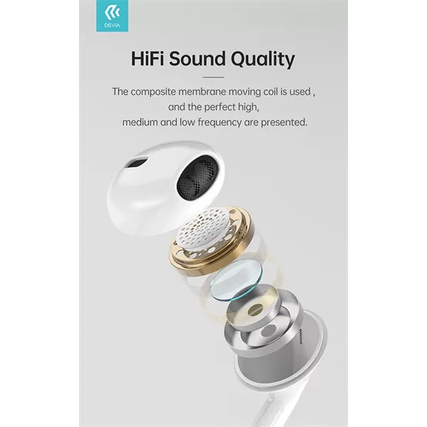 DEVIA UNIVERZÁLIS SZTEREÓ FELVEVŐS FÜLHALLGATÓ - LIGHTNING - STAR SERIES EARBUDS LIGHTNING EARPHONE - FEHÉR - Image 6