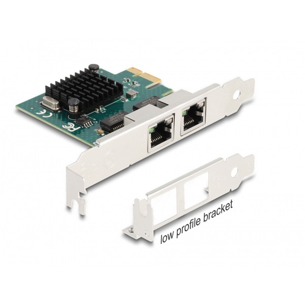 DELOCK PCI-E x1 Bővítőkártya > 2x RJ45 Gigabit LAN BCM - Image 1
