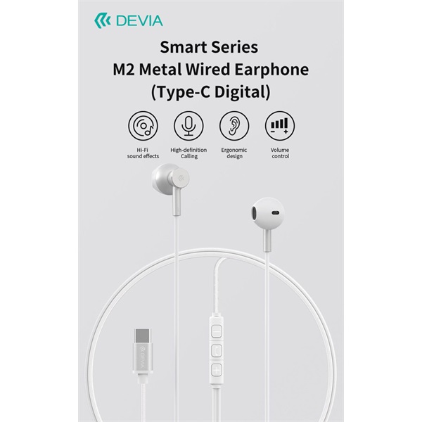 Devia Smart Series M2 Metal In-Ear sztereó fülhallgató - Type-C - fekete - Image 2