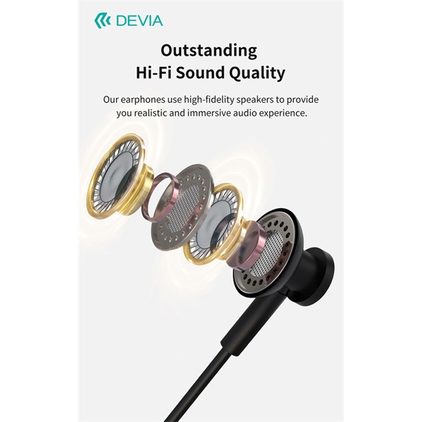 Devia Smart Series M2 Metal In-Ear sztereó fülhallgató - Type-C - fekete - Image 3