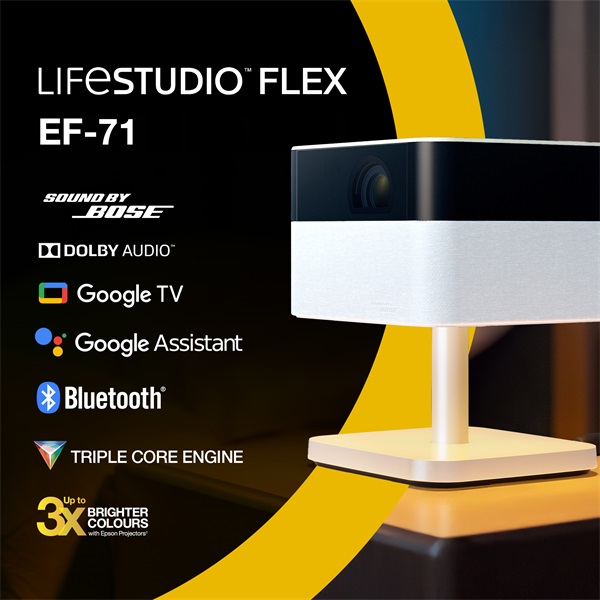 EPSON Projektor - Lifestudio Flex – EF-71 Gyémántfehér (3LCD, 1920x1080, 16:9, 700 AL, 5 000 000:1, HDMI/USB/WiFi) - Image 3