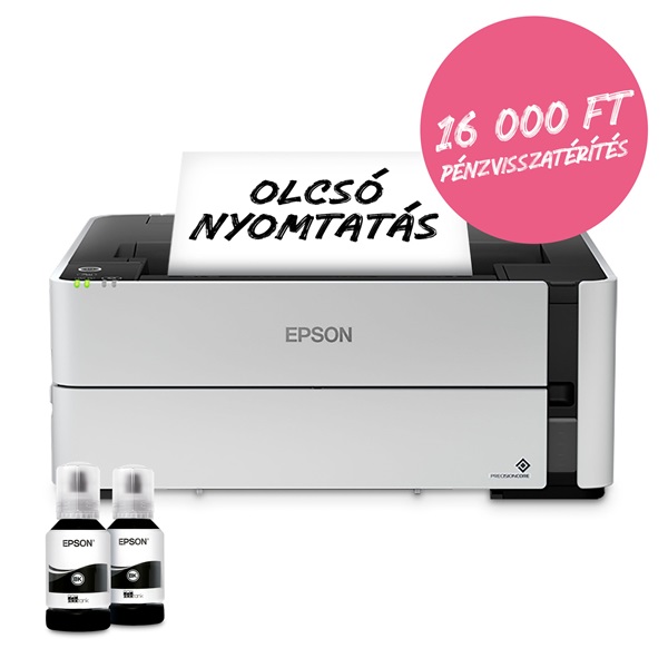 EPSON Tintasugaras nyomtató - EcoTank M1180 (A4, 1200x2400 DPI, 39 lap/perc, USB/LAN/Wifi) - Image 1