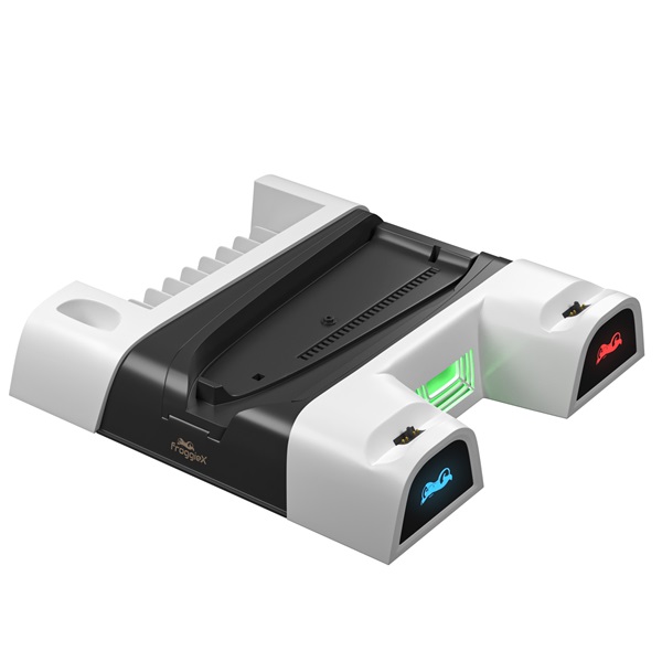 FROGGIEX PS5/PS5 Slim Kiegészítő Ventilátoros állvány + Headset tartó Fehér, FX-P5-C4-W - Image 2