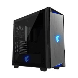 GIGABYTE Ház AORUS C300 Glass, GB-AC300G, Tápegység nélkül, Fekete