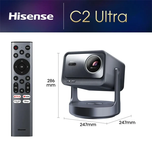 HISENSE C2-Ultra Mini-Laser Projektor, 4K Ultra HD 3840x2160, 16:9, 65"-300", 3000lm, Fekete - Image 3