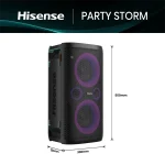 HISENSE Party Storm 1 Bluetooth Party Hangszóró 2 db mikrofonnal, 2.0CH, 300W, Fekete - Image 3