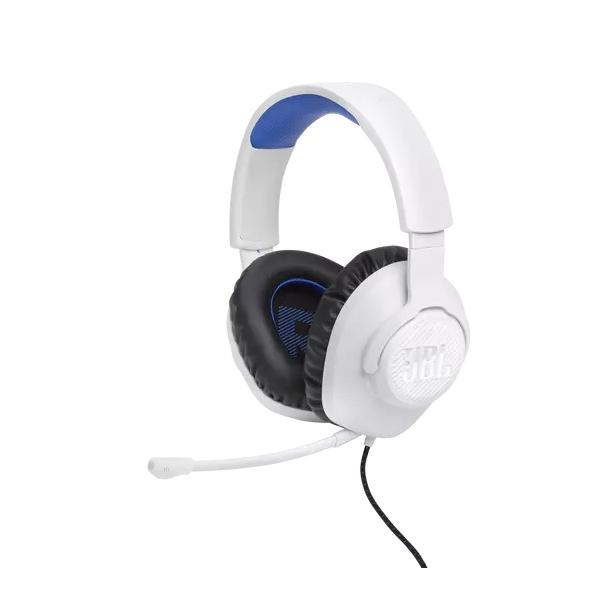JBL Quantum 100P Console (Vezetékes, gaming fejhallgató levehető mikrofonnal), Fehér/Kék - Image 8
