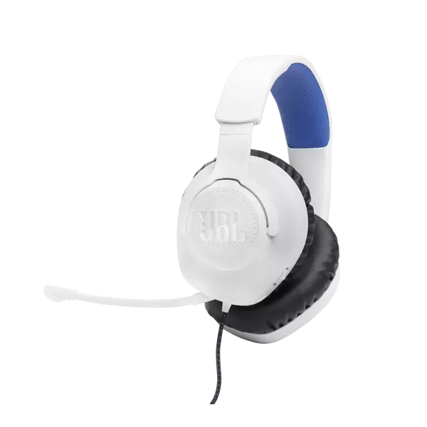 JBL Quantum 100P Console (Vezetékes, gaming fejhallgató levehető mikrofonnal), Fehér/Kék - Image 1
