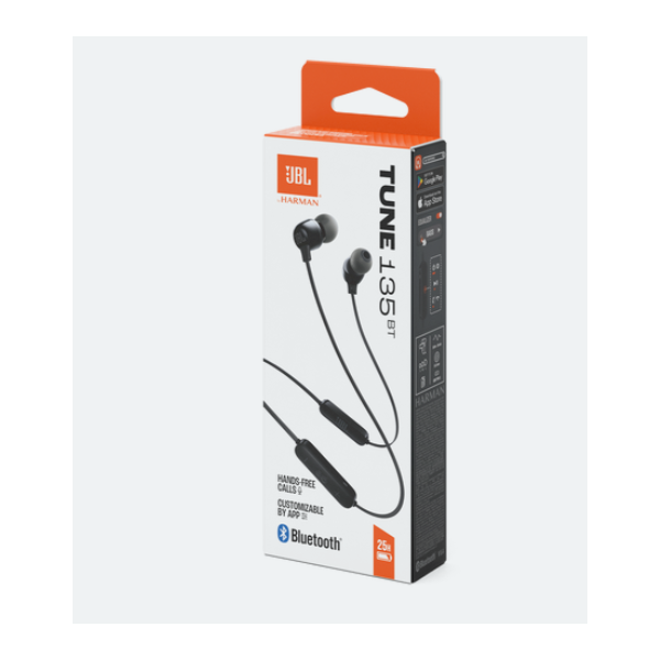 JBL T135BT BLK, vezeték nélküli fülhallgató, fekete, Bluetooth, 25 óra üzrmidő, JBL Pure Bass, kihangosítás - Image 4