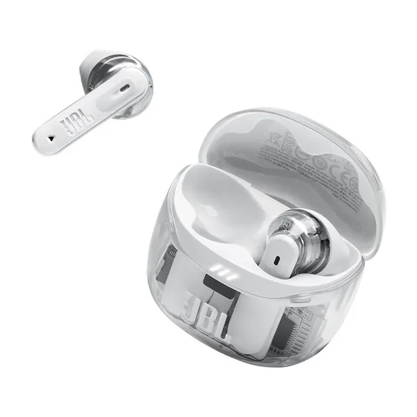 JBL TUNE FLEX 2 GHOST EDITION Bluetooth fülhallgató, tölthető 2 óra, IP45, adaptív zajcsökkentés,  térhatás, fehér
