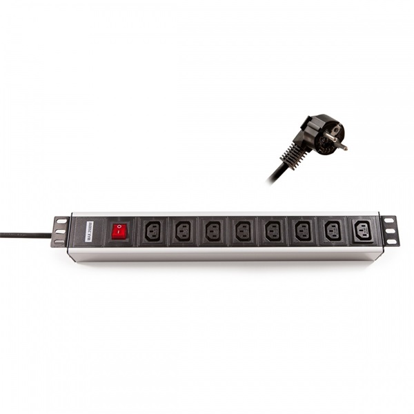 KELINE Elosztópanel 8xIEC320 C13, 1U, 19", 2.5m