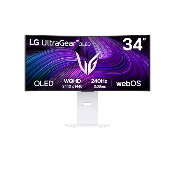 LG OLED Gaming 240Hz ívelt smart monitor 34" 34GX90SA, 3440x1440, 21:9, 275cd/m2, 1ms, HDMIx2/DP/USBx2/USB-C/RJ-45