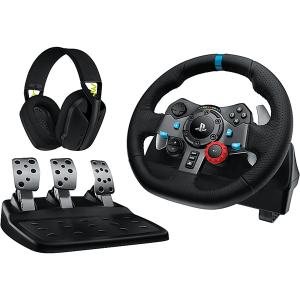 LOGITECH Játékvezérlő - G29 Driving Force Racing Kormány PS3/PS4/PS5/PC +  G435 Vezeték nélküli Gaming headset, fekete