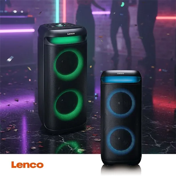 Lenco PA-210BK Bluetooth 5.3 bulihangszóró beépített világítással , TWS, 100W erősítővel, 2x mikrofon bemenet - Image 11