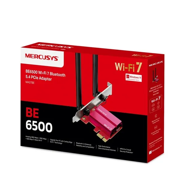 MERCUSYS Wireless Adapter PCI-Express 5.4 Tri Band BE6500 Wifi 7 Bluetooth, MA37BE - Image 2