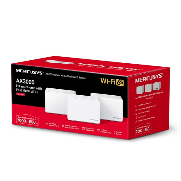 MERCUSYS Wireless Mesh Networking system AX3000 Wifi 6 HALO H80X(3-PACK) - Image 2