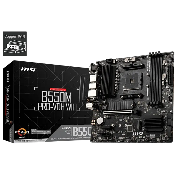 MSI Alaplap AM4 B550M PRO-VDH WIFI AMD B550M, mATX