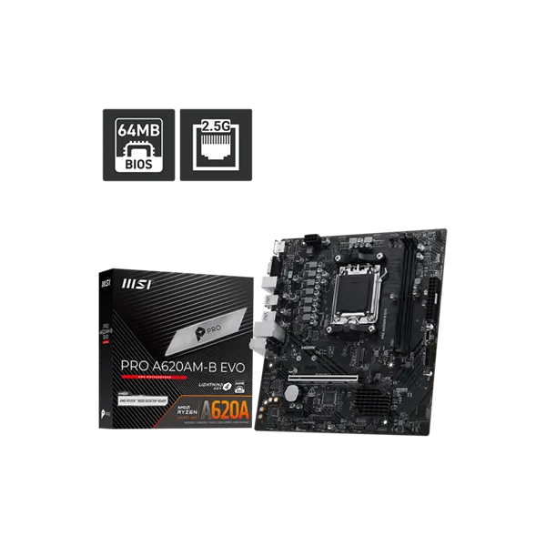 MSI Alaplap AM5 PRO A620AM-B EVO AMD A620, mATX