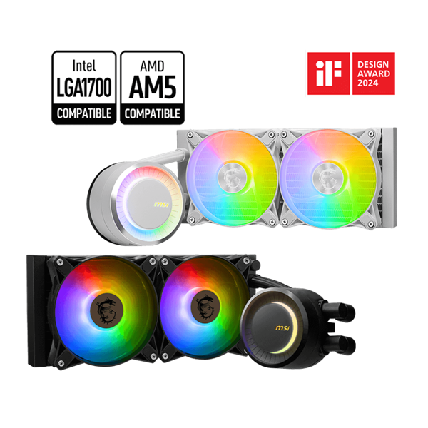 MSI CPU hűtő Coreliquid E240 2xARGB (vízhűtés), Univerzális, Fehér - Image 1