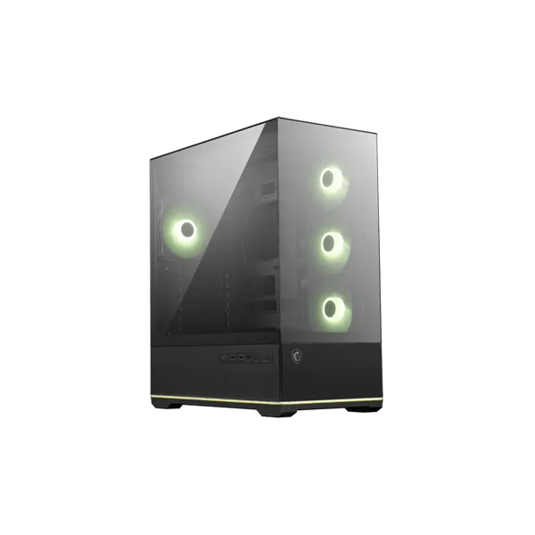 MSI Ház ATX PANO 110R PZ, 4xARGB ventilátor, Tápegység nélkül, üvegfalú, fekete