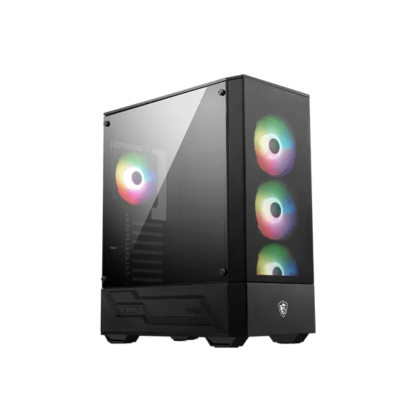 MSI Ház Midi ATX FORGE 112R, 4xARGB ventilátor, Tápegység nélkül, üvegfalú, fekete