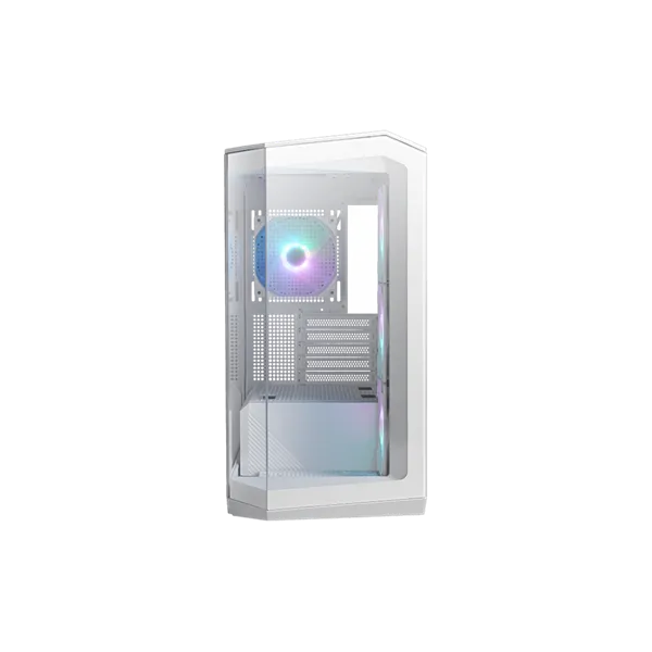 MSI Ház Micro ATX PANO M100R PZ WHITE, 4xARGB ventilátor, Tápegység nélkül, üvegfalú, fehér