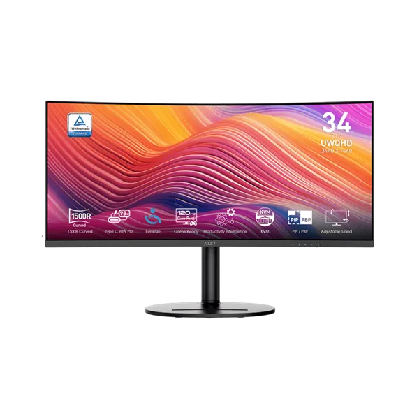 MSI Monitor Business Modern MD342CQP Ívelt 34" QHD, 3440x1440, 100Hz VA 21:9, 3000:1 CR, 300cd/m2, 4 ms, HDMI, DP, Black